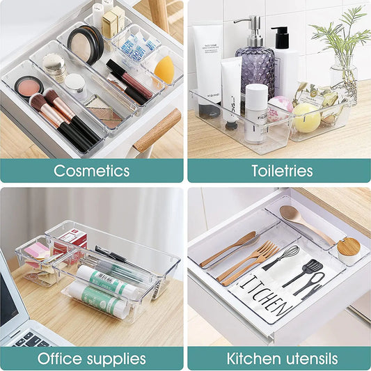 25-piece Visual Drawer Storage Box Set Transparent Compartment Multi-functional Desktop Built-in Stationery Sundries Storage Box