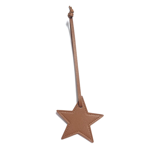 New Free Custom Initals Leather Five-Pointed Star Keychain Pendant Car Key Star Decoration Pendant Bag Accessories