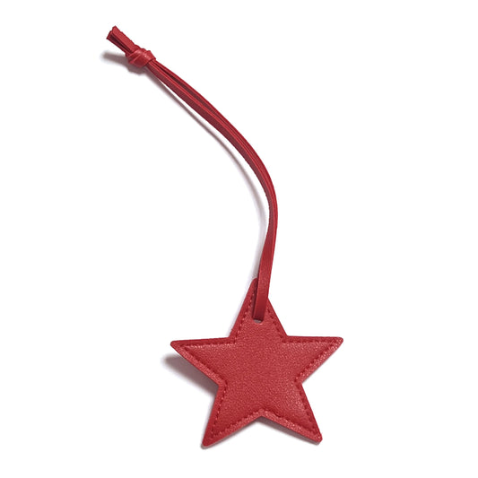 New Free Custom Initals Leather Five-Pointed Star Keychain Pendant Car Key Star Decoration Pendant Bag Accessories