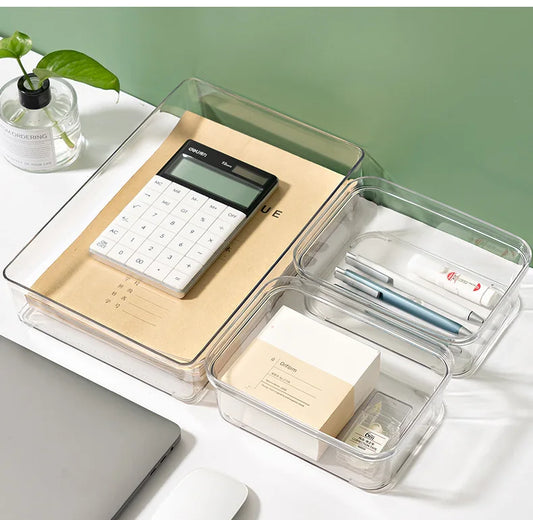 25-piece Visual Drawer Storage Box Set Transparent Compartment Multi-functional Desktop Built-in Stationery Sundries Storage Box