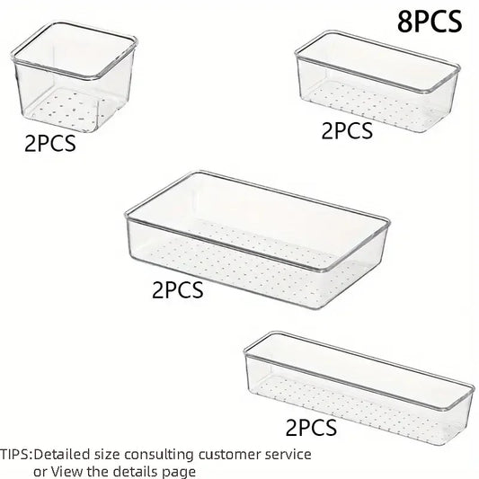 25-piece Visual Drawer Storage Box Set Transparent Compartment Multi-functional Desktop Built-in Stationery Sundries Storage Box