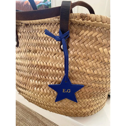 New Free Custom Initals Leather Five-Pointed Star Keychain Pendant Car Key Star Decoration Pendant Bag Accessories