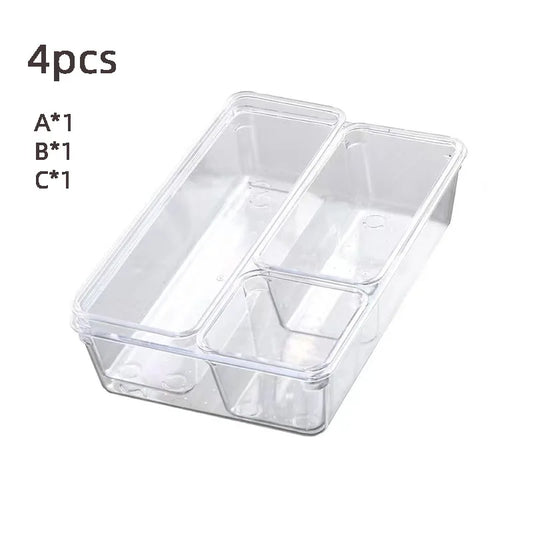 25-piece Visual Drawer Storage Box Set Transparent Compartment Multi-functional Desktop Built-in Stationery Sundries Storage Box