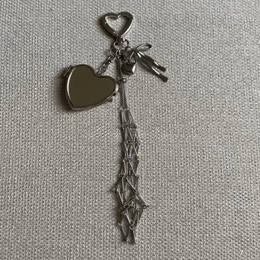 Creative Hanging Decorations Love Star Charm Mesh Bag Lipstick Holder Stainless Steel Lip Balm Pouch Metal Keychain