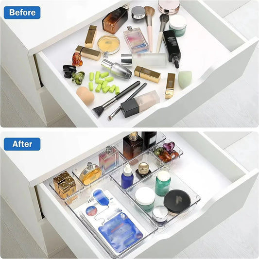 25-piece Visual Drawer Storage Box Set Transparent Compartment Multi-functional Desktop Built-in Stationery Sundries Storage Box