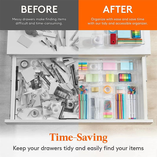 25-piece Visual Drawer Storage Box Set Transparent Compartment Multi-functional Desktop Built-in Stationery Sundries Storage Box