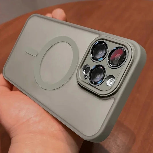 Original Case For iPhone 17 Air 16 15 14 13 12 11 Pro Max Plus For Magsafe Magnetic Wireless Charge Lens Protector Matte Cover