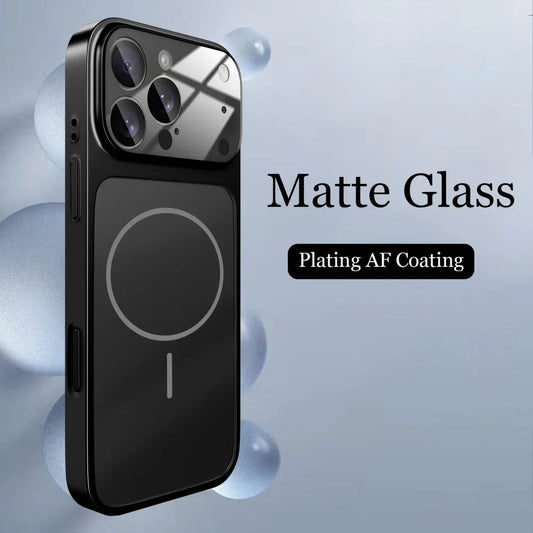 Original Glass Nano Matte Case For iPhone 17 Air 16 15 14 13 Pro Max 17Pro Magnetic For Magsafe Wireless Charging Armor Funda