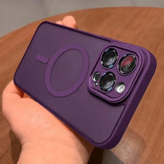 Original Case For iPhone 17 Air 16 15 14 13 12 11 Pro Max Plus For Magsafe Magnetic Wireless Charge Lens Protector Matte Cover