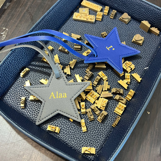 New Free Custom Initals Leather Five-Pointed Star Keychain Pendant Car Key Star Decoration Pendant Bag Accessories