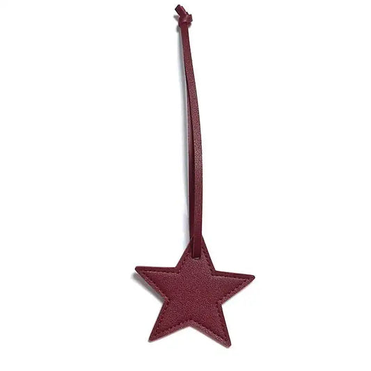 New Free Custom Initals Leather Five-Pointed Star Keychain Pendant Car Key Star Decoration Pendant Bag Accessories