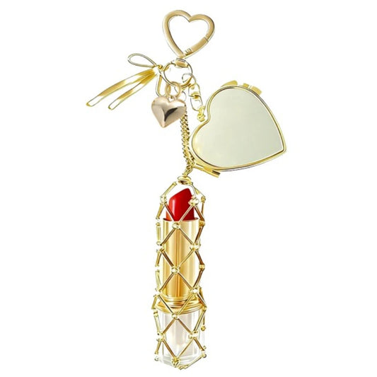 Creative Hanging Decorations Love Star Charm Mesh Bag Lipstick Holder Stainless Steel Lip Balm Pouch Metal Keychain