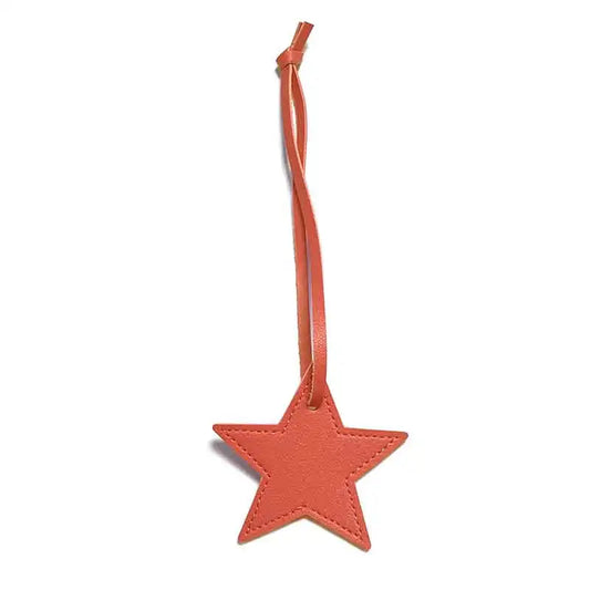 New Free Custom Initals Leather Five-Pointed Star Keychain Pendant Car Key Star Decoration Pendant Bag Accessories