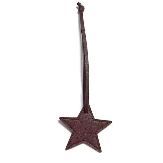 New Free Custom Initals Leather Five-Pointed Star Keychain Pendant Car Key Star Decoration Pendant Bag Accessories